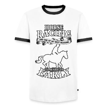 pferderennen pferd reiten pferde reiter geschenk g - Männer Kontrast-T-Shirt - Weiß/Schwarz - Vorne - AI Model Female 172 light (172cm) & AI Model Male 178 dark (178cm)