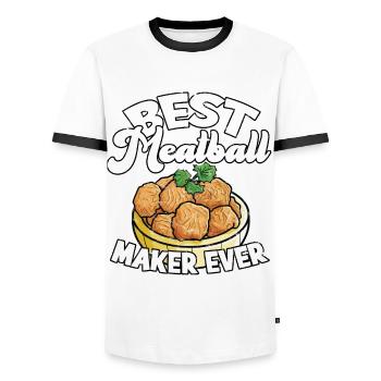 Boulettes de viande mangent des spaghettis cadeau cadeau - T-shirt contrasté Homme - blanc/noir - Devant - AI Model Female 172 light (172cm) & AI Model Male 178 dark (178cm)