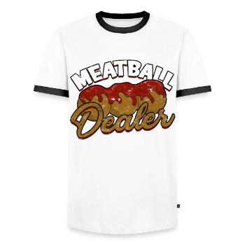 Boulettes de viande mangent des spaghettis cadeau cadeau - T-shirt contrasté Homme - blanc/noir - Devant - AI Model Female 172 light (172cm) & AI Model Male 178 dark (178cm)