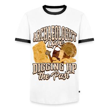 archäologe archäologie geschenk geschenkidee archä - Männer Kontrast-T-Shirt - Weiß/Schwarz - Vorne - AI Model Female 172 light (172cm) & AI Model Male 178 dark (178cm)