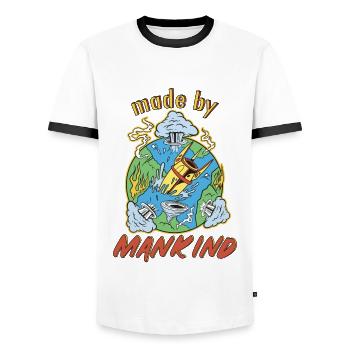 made by Mankind - Männer Kontrast-T-Shirt - Weiß/Schwarz - Vorne - AI Model Female 172 light (172cm) & AI Model Male 178 dark (178cm)