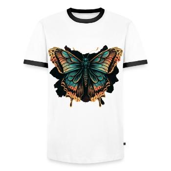 Papillon planeur - T-shirt contrasté Homme - blanc/noir - Devant - AI Model Female 172 light (172cm) & AI Model Male 178 dark (178cm)