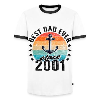 Meilleur père du monde depuis 2001 présentateur - T-shirt contrasté Homme - blanc/noir - Devant - AI Model Female 172 light (172cm) & AI Model Male 178 dark (178cm)