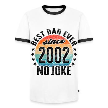 Best dad in the world since 2002 No Joke - Men's Ringer Shirt - white/black - Front - AI Model Female 172 light (172cm) & AI Model Male 178 dark (178cm)