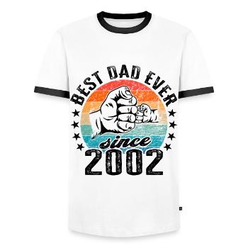 Best dad in the world since 2002 Father's Day - Men's Ringer Shirt - white/black - Front - AI Model Female 172 light (172cm) & AI Model Male 178 dark (178cm)