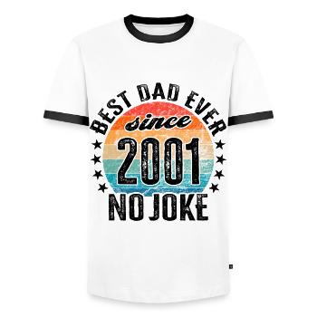 Best dad in the world since 2001 No Joke - Men's Ringer Shirt - white/black - Front - AI Model Female 172 light (172cm) & AI Model Male 178 dark (178cm)