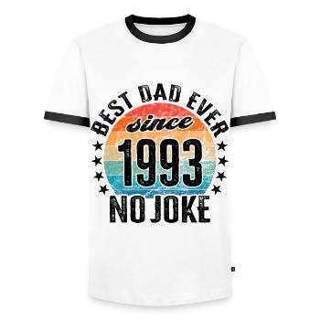 Meilleur papa du monde depuis 1993 No Joke - T-shirt contrasté Homme - blanc/noir - Devant - AI Model Female 172 light (172cm) & AI Model Male 178 dark (178cm)