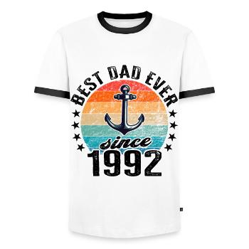 Bester Papa der Welt seit 1992 Vatertag - Männer Kontrast-T-Shirt - Weiß/Schwarz - Vorne - AI Model Female 172 light (172cm) & AI Model Male 178 dark (178cm)