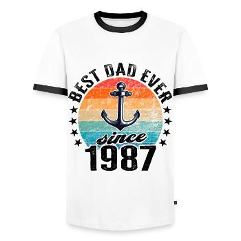 Bester Papa der Welt seit 1987 Vatertag - Männer Kontrast-T-Shirt - Weiß/Schwarz - Vorne - AI Model Female 172 light (172cm) & AI Model Male 178 dark (178cm)