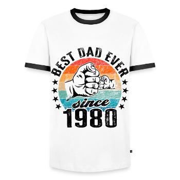Bester Papa der Welt seit 1980 Vatertag - Männer Kontrast-T-Shirt - Weiß/Schwarz - Vorne - AI Model Female 172 light (172cm) & AI Model Male 178 dark (178cm)