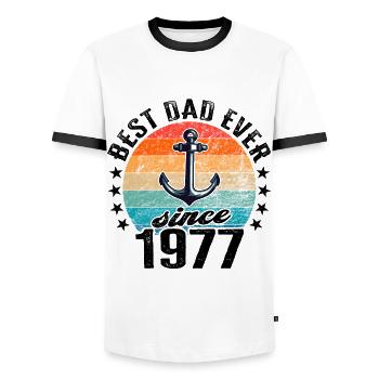 Bester Papa der Welt seit 1977 Vatertag - Männer Kontrast-T-Shirt - Weiß/Schwarz - Vorne - AI Model Female 172 light (172cm) & AI Model Male 178 dark (178cm)