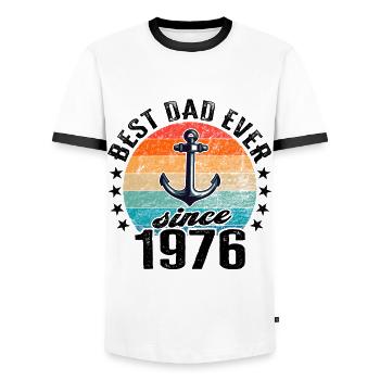 Best dad in the world since 1976 Father's Day - Men's Ringer Shirt - white/black - Front - AI Model Female 172 light (172cm) & AI Model Male 178 dark (178cm)