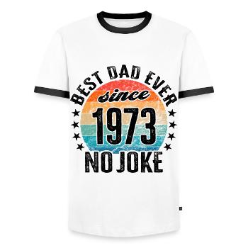 Meilleur papa du monde depuis 1973 anniversaire de la fête des pères - T-shirt contrasté Homme - blanc/noir - Devant - AI Model Female 172 light (172cm) & AI Model Male 178 dark (178cm)