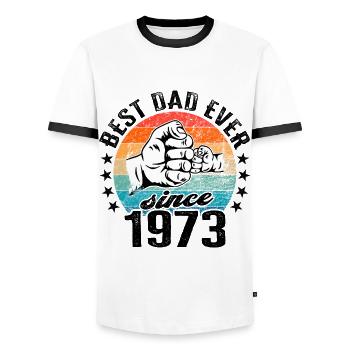 Meilleur papa du monde depuis 1973 anniversaire de la fête des pères - T-shirt contrasté Homme - blanc/noir - Devant - AI Model Female 172 light (172cm) & AI Model Male 178 dark (178cm)