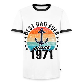 Best dad in the world since 1971 Father's Day Birthday - Men's Ringer Shirt - white/black - Front - AI Model Female 172 light (172cm) & AI Model Male 178 dark (178cm)