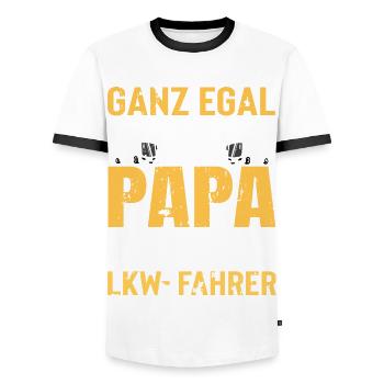 GANZ EGAL WIE COOL DEIN PAPA IST, MEINER IST LK... - Männer Kontrast-T-Shirt - Weiß/Schwarz - Vorne - AI Model Female 172 light (172cm) & AI Model Male 178 dark (178cm)