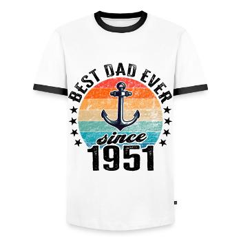 Bester Papa der Welt seit 1951 Vatertag - Männer Kontrast-T-Shirt - Weiß/Schwarz - Vorne - AI Model Female 172 light (172cm) & AI Model Male 178 dark (178cm)