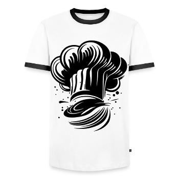 Chapeau de chef Symbole du chef - T-shirt contrasté Homme - blanc/noir - Devant - AI Model Female 172 light (172cm) & AI Model Male 178 dark (178cm)
