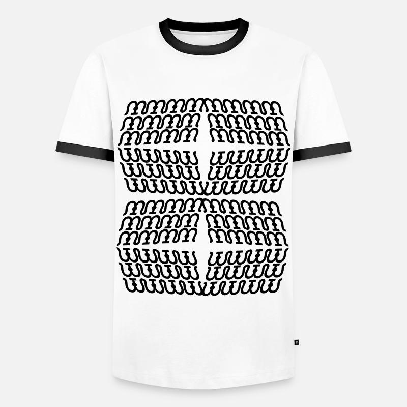 Uni-Stil - Männer Kontrast-T-Shirt - Weiß/Schwarz