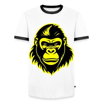 Gorilla Head - Men's Ringer Shirt - white/black - Front - AI Model Female 172 light (172cm) & AI Model Male 178 dark (178cm)