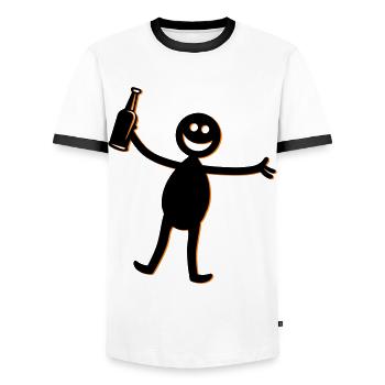 Silhouette de fête de la bière - T-shirt contrasté Homme - blanc/noir - Devant - AI Model Female 172 light (172cm) & AI Model Male 178 dark (178cm)