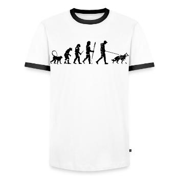 Deutscher Schäferhund Evolution - Männer Kontrast-T-Shirt - Weiß/Schwarz - Vorne - AI Model Female 172 light (172cm) & AI Model Male 178 dark (178cm)