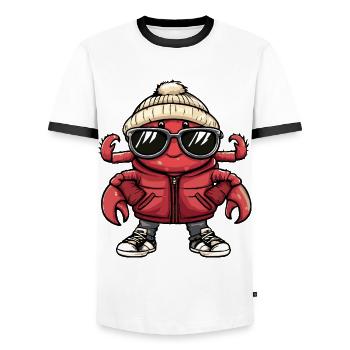 Krebs Krabbe Cool Comic - Männer Kontrast-T-Shirt - Weiß/Schwarz - Vorne - AI Model Female 172 light (172cm) & AI Model Male 178 dark (178cm)