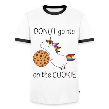 Unicorn Donut Go Me On The Cookie With Cookie - Men's Ringer Shirt - white/black - Front - AI Model Female 172 light (172cm) & AI Model Male 178 dark (178cm)