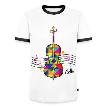 violoncelle - T-shirt contrasté Homme - blanc/noir - Devant - AI Model Female 172 light (172cm) & AI Model Male 178 dark (178cm)