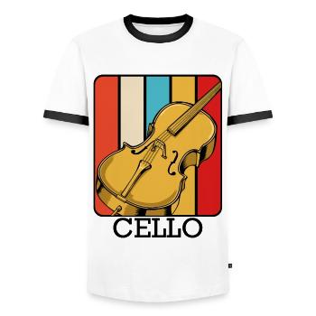 violoncelle - T-shirt contrasté Homme - blanc/noir - Devant - AI Model Female 172 light (172cm) & AI Model Male 178 dark (178cm)