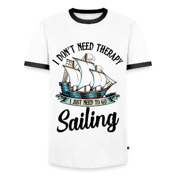 Je n'ai pas besoin de thérapie, j'ai juste besoin de naviguer - T-shirt contrasté Homme - blanc/noir - Devant - AI Model Female 172 light (172cm) & AI Model Male 178 dark (178cm)
