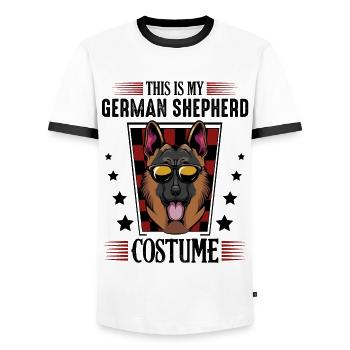 Ceci est mon cadeau de costume de berger allemand - T-shirt contrasté Homme - blanc/noir - Devant - AI Model Female 172 light (172cm) & AI Model Male 178 dark (178cm)