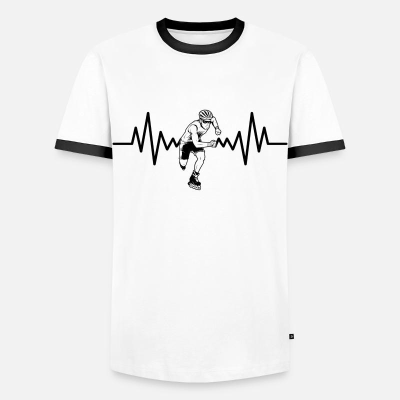 Inline-Skating Rollerskates Inline-Skater - Männer Kontrast-T-Shirt - Weiß/Schwarz