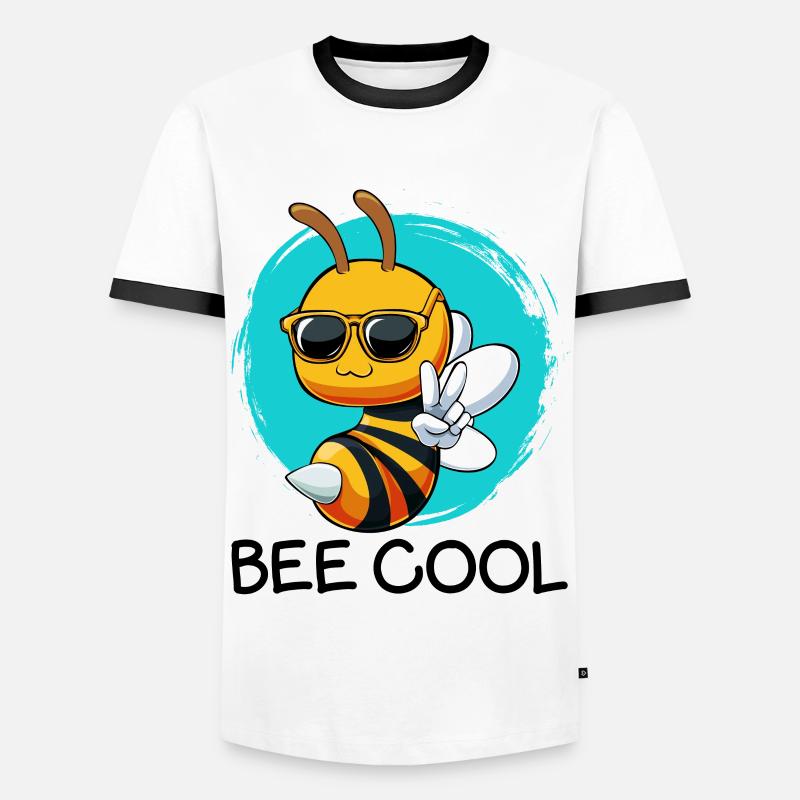 Cool bee - Men's Ringer Shirt - white/black