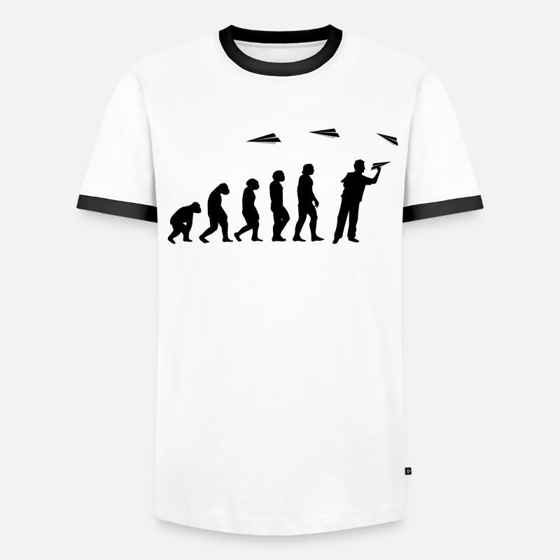 Papier-Flugzeug Piloten Mathe-Lehrer Evolution - Männer Kontrast-T-Shirt - Weiß/Schwarz