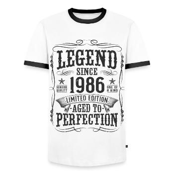 Legend 1986 Cadeau d’anniversaire vintage - T-shirt contrasté Homme - blanc/noir - Devant - AI Model Female 172 light (172cm) & AI Model Male 178 dark (178cm)