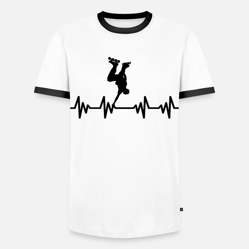Inline-Skating Rollerskates Inline-Skater - Männer Kontrast-T-Shirt - Weiß/Schwarz