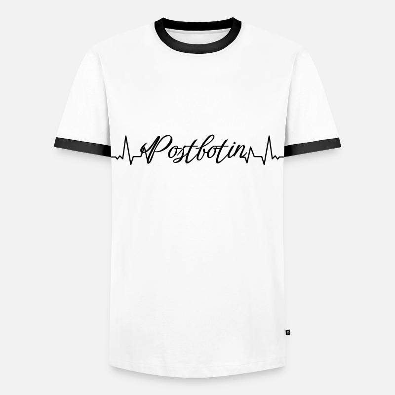Postboten Herzschlag Postbote Postbotin - Männer Kontrast-T-Shirt - Weiß/Schwarz