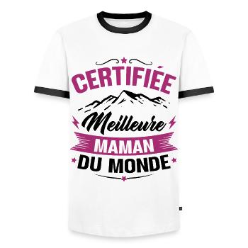 Certifiée meilleure maman du monde - Humour cadeau - T-shirt contrasté Homme - blanc/noir - Devant - AI Model Female 172 light (172cm) & AI Model Male 178 dark (178cm)