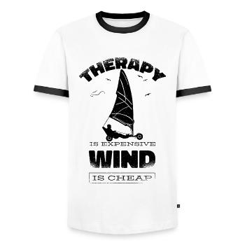 Plage Voile Windracer Land Sailers Land Sailors - T-shirt contrasté Homme - blanc/noir - Devant - AI Model Female 172 light (172cm) & AI Model Male 178 dark (178cm)