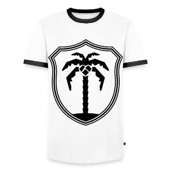 Armoiries du symbole de Palm Island - T-shirt contrasté Homme - blanc/noir - Devant - AI Model Female 172 light (172cm) & AI Model Male 178 dark (178cm)