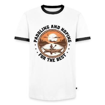 Canoë Canoë Kayak Canadien Paddle-espoir - T-shirt contrasté Homme - blanc/noir - Devant - AI Model Female 172 light (172cm) & AI Model Male 178 dark (178cm)