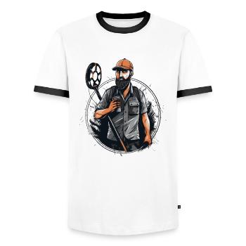 Détecteurs Sondler Sondeln Funny Coffee - T-shirt contrasté Homme - blanc/noir - Devant - AI Model Female 172 light (172cm) & AI Model Male 178 dark (178cm)
