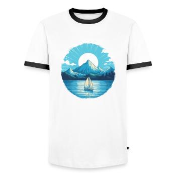 Sailboat Sailing Ship Sailing Yacht Vintage Sailing - Men's Ringer Shirt - white/black - Front - AI Model Female 172 light (172cm) & AI Model Male 178 dark (178cm)