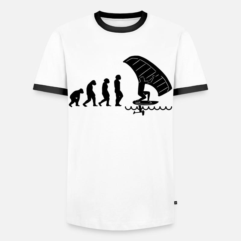 Wingfoil Surfer Wingfoiling Hydrofoil Evolution - Men's Ringer Shirt - white/black
