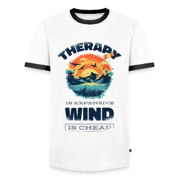 Kitesurf Kitesurf Kitesurf Kite Surf Drôle - T-shirt contrasté Homme - blanc/noir - Devant - AI Model Female 172 light (172cm) & AI Model Male 178 dark (178cm)
