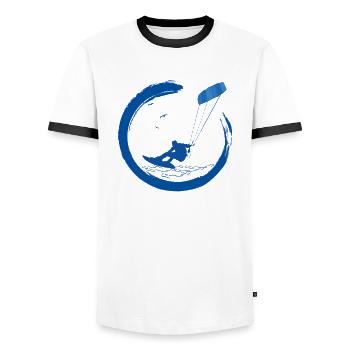 kitesurf kiteboard kitesurfing kite surf board - Men's Ringer Shirt - white/black - Front - AI Model Female 172 light (172cm) & AI Model Male 178 dark (178cm)