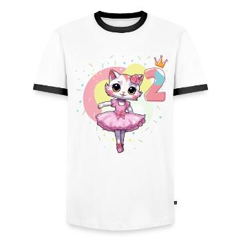 Girls ballet ballerina cats 2 years old 2. - Men's Ringer Shirt - white/black - Front - AI Model Female 172 light (172cm) & AI Model Male 178 dark (178cm)