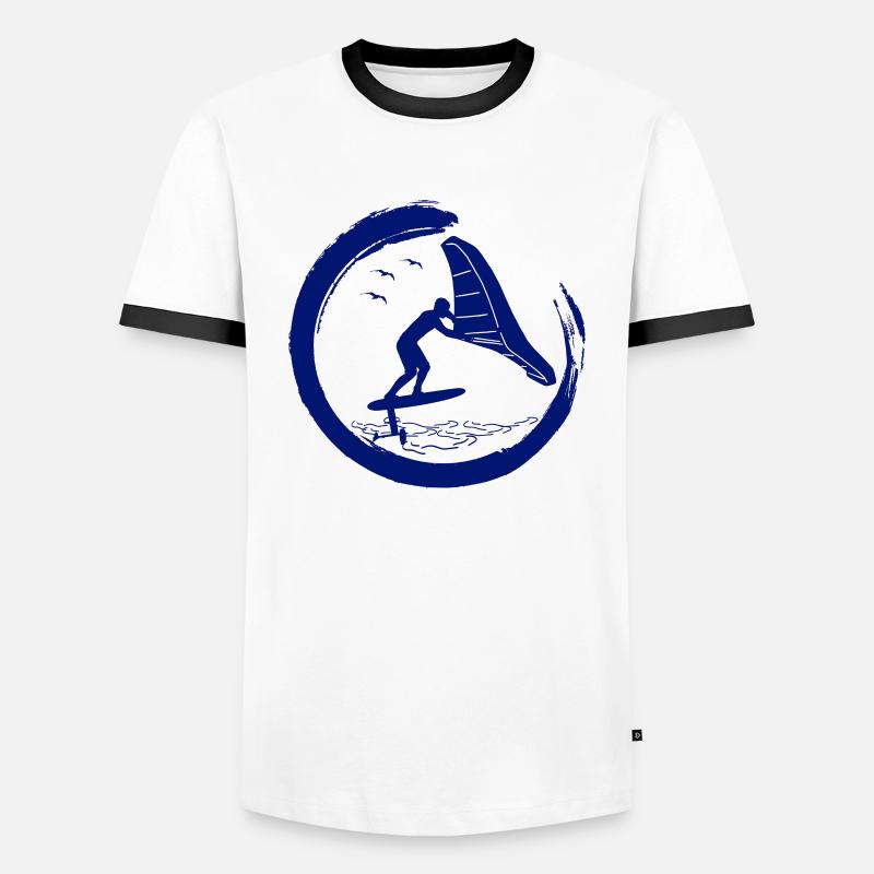 Wingfoil-Surfer Wingfoiling Hydrofoil Wing-Foiling - Männer Kontrast-T-Shirt - Weiß/Schwarz