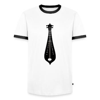 Dulcimer Musician Plucked Instrument Hammered Dulcimer - Men's Ringer Shirt - white/black - Front - AI Model Female 172 light (172cm) & AI Model Male 178 dark (178cm)